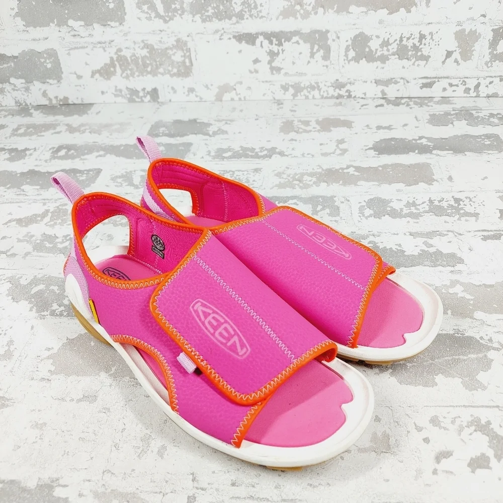 New KEEN Kids Knotch River Open Toe Pink Hook & Loop Sandals C385